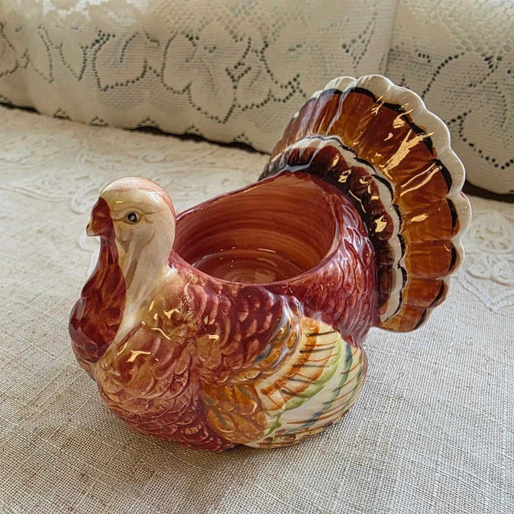 Yankee Candle Turkey Tea Light Holder Small Brown 2012 Thanksgiving Decor